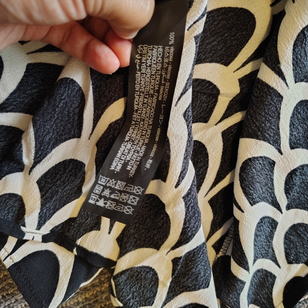 Zara Black & White Printed Tie-Waist Long Sleeve Dress - Picture 5 of 5